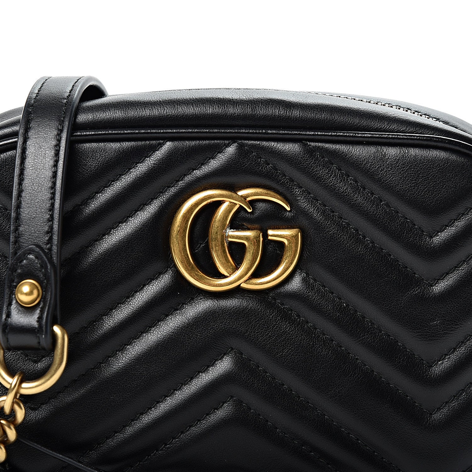 Gucci Calfskin Matelasse Mini GG Marmont Chain Shoulder Bag Black 7 of 10