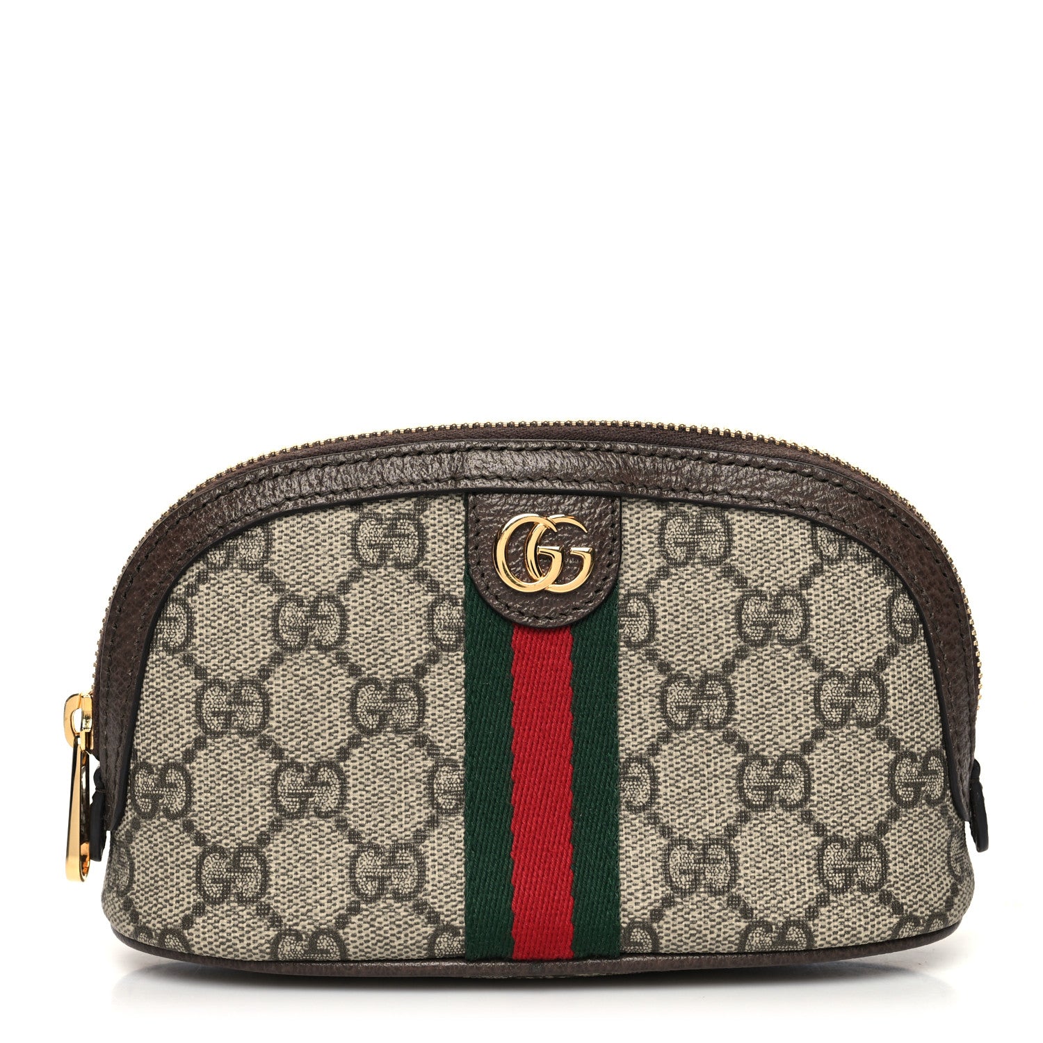 Gucci GG Supreme Monogram Textured Calfskin Web Medium Ophidia Cosmetic Case Beige Ebony New Acero 1 of 11