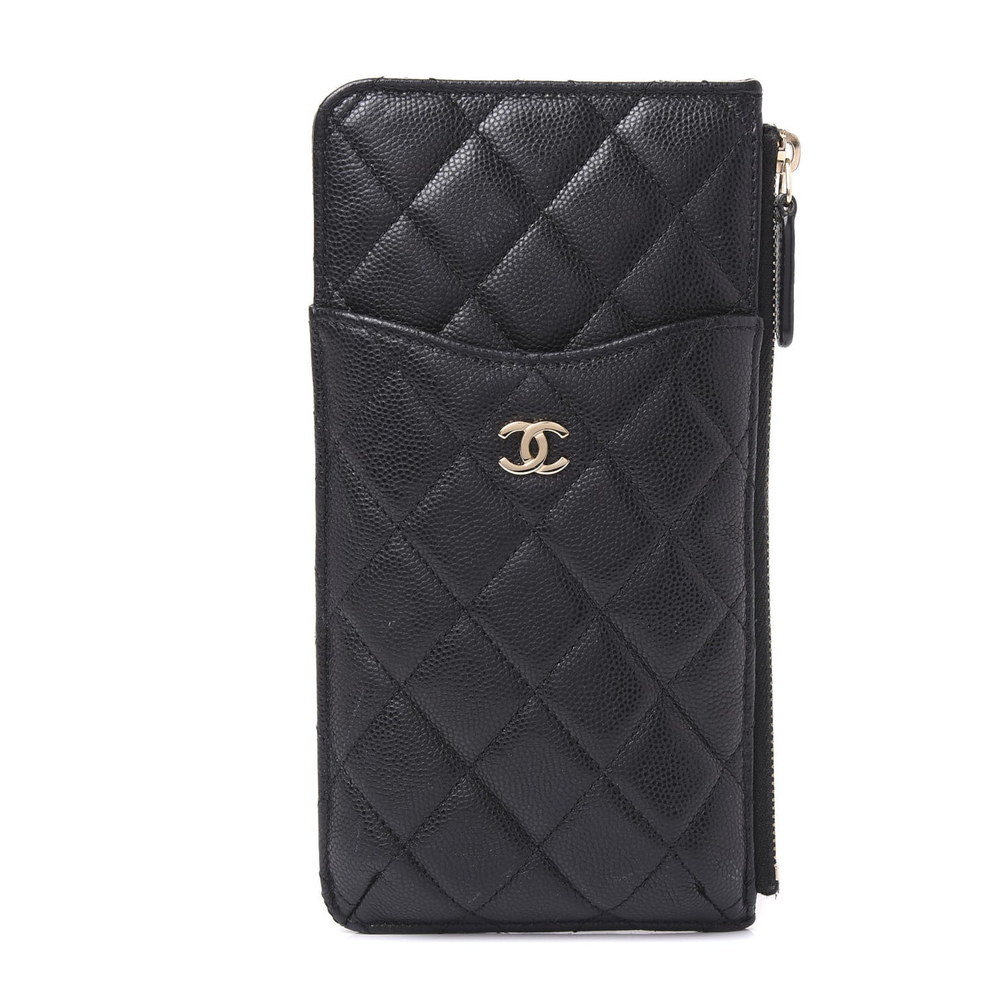 Caviar Quilted Classic Flat Wallet Pouch Black