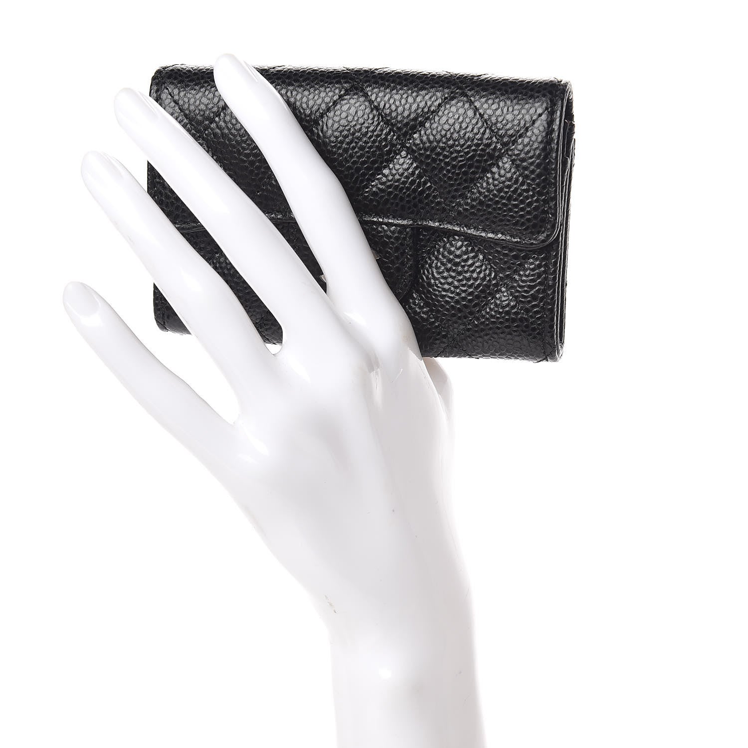 Chanel Caviar Quilted Flap Card Holder Wallet Black 2 of 9