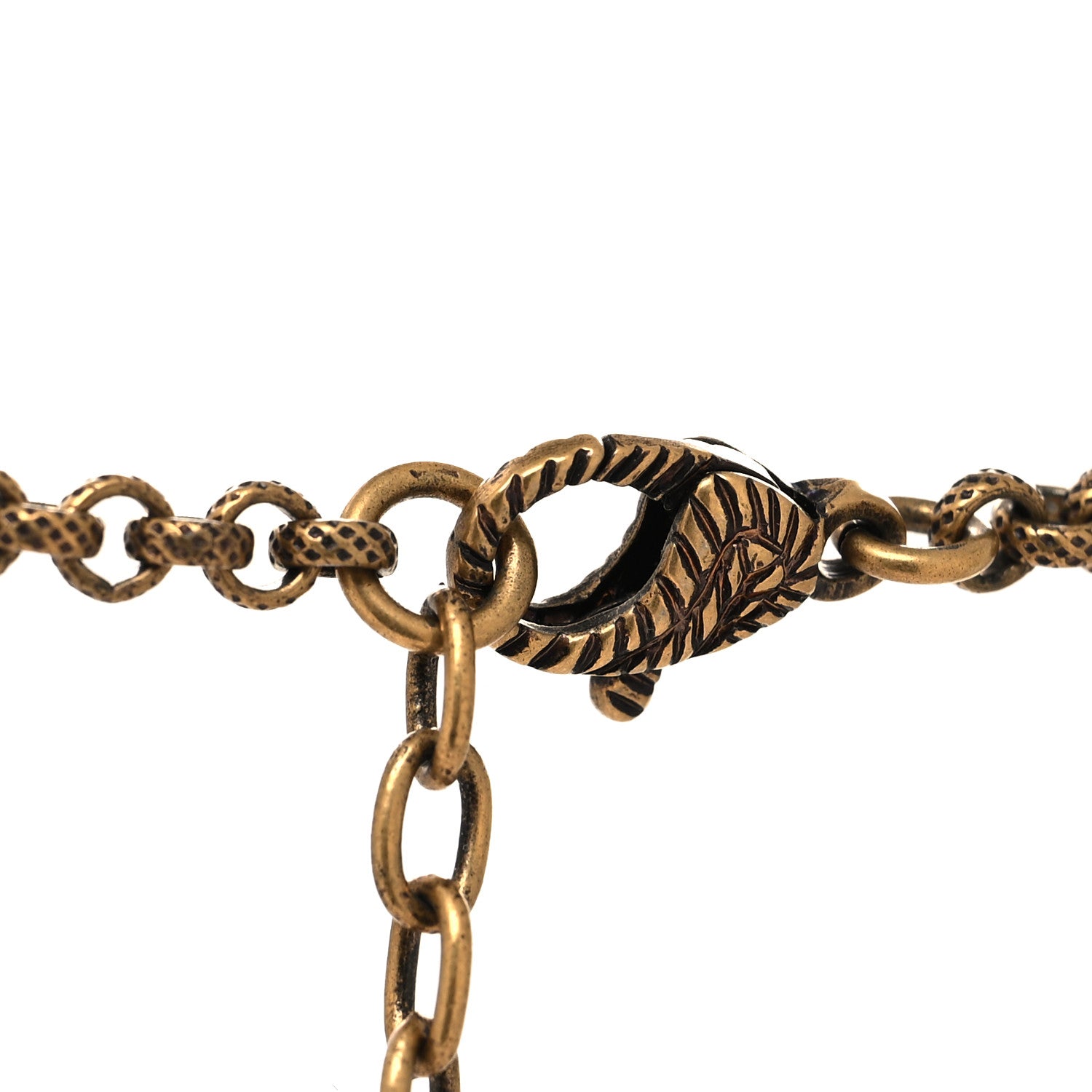 Gucci Crystal Embellished Double G Necklace Aged Gold 4 of 5