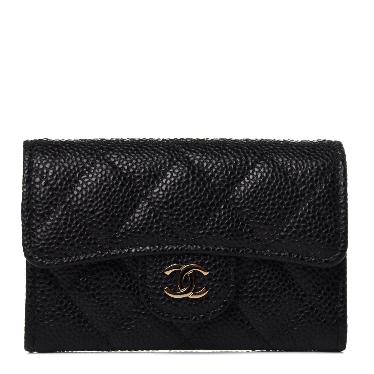 Chanel Caviar Quilted Flap Card Holder Wallet Black 1 of 11