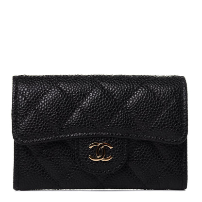 Chanel Caviar Quilted Flap Card Holder Wallet Black 1 of 11