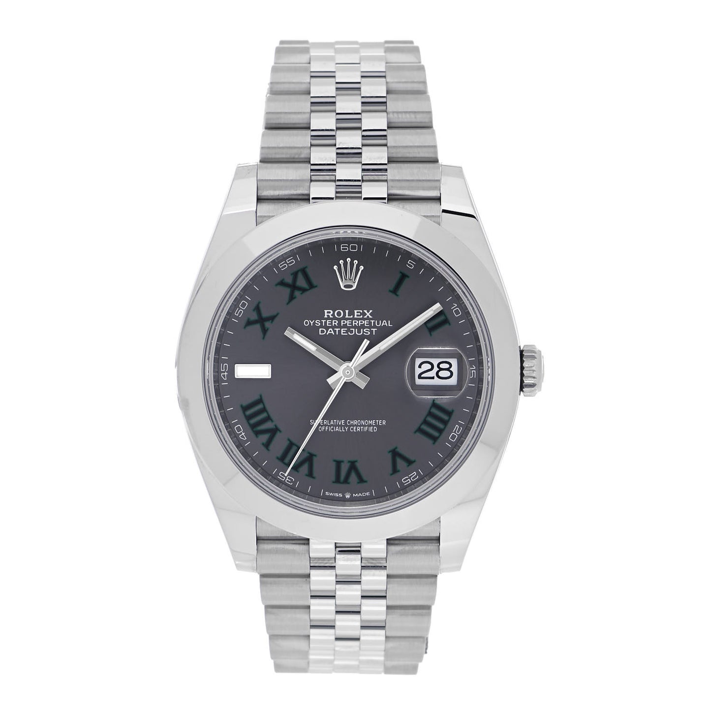 Stainless Steel 41mm Oyster Perpetual Wimbledon Datejust Watch Slate 126300