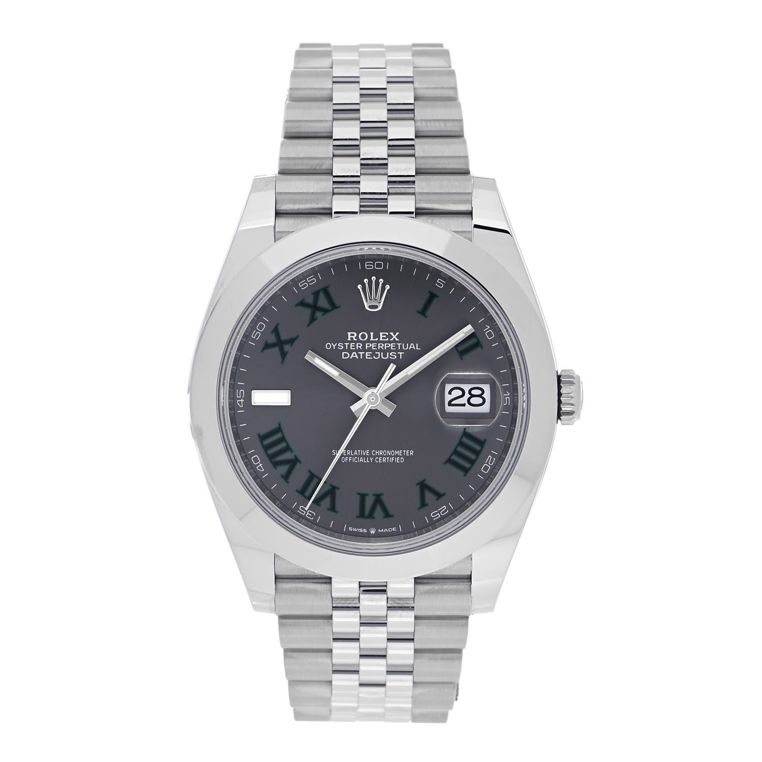 Rolex Stainless Steel 41mm Oyster Perpetual Wimbledon Datejust Watch Slate 126300 1 of 5