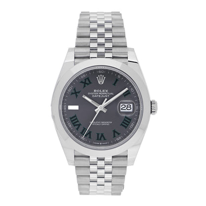 Rolex Stainless Steel 41mm Oyster Perpetual Wimbledon Datejust Watch Slate 126300 1 of 5