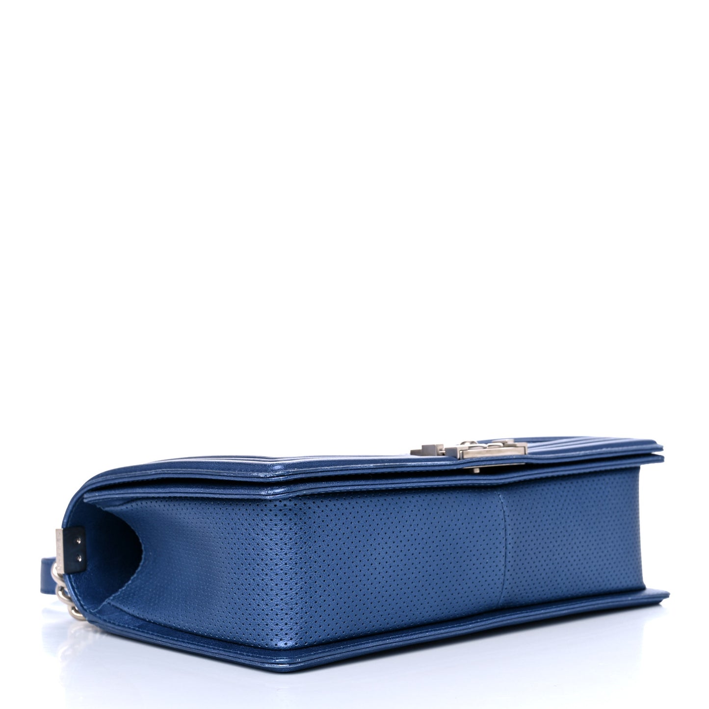 Perforated Lambskin Quilted New Medium Boy Flap Blue