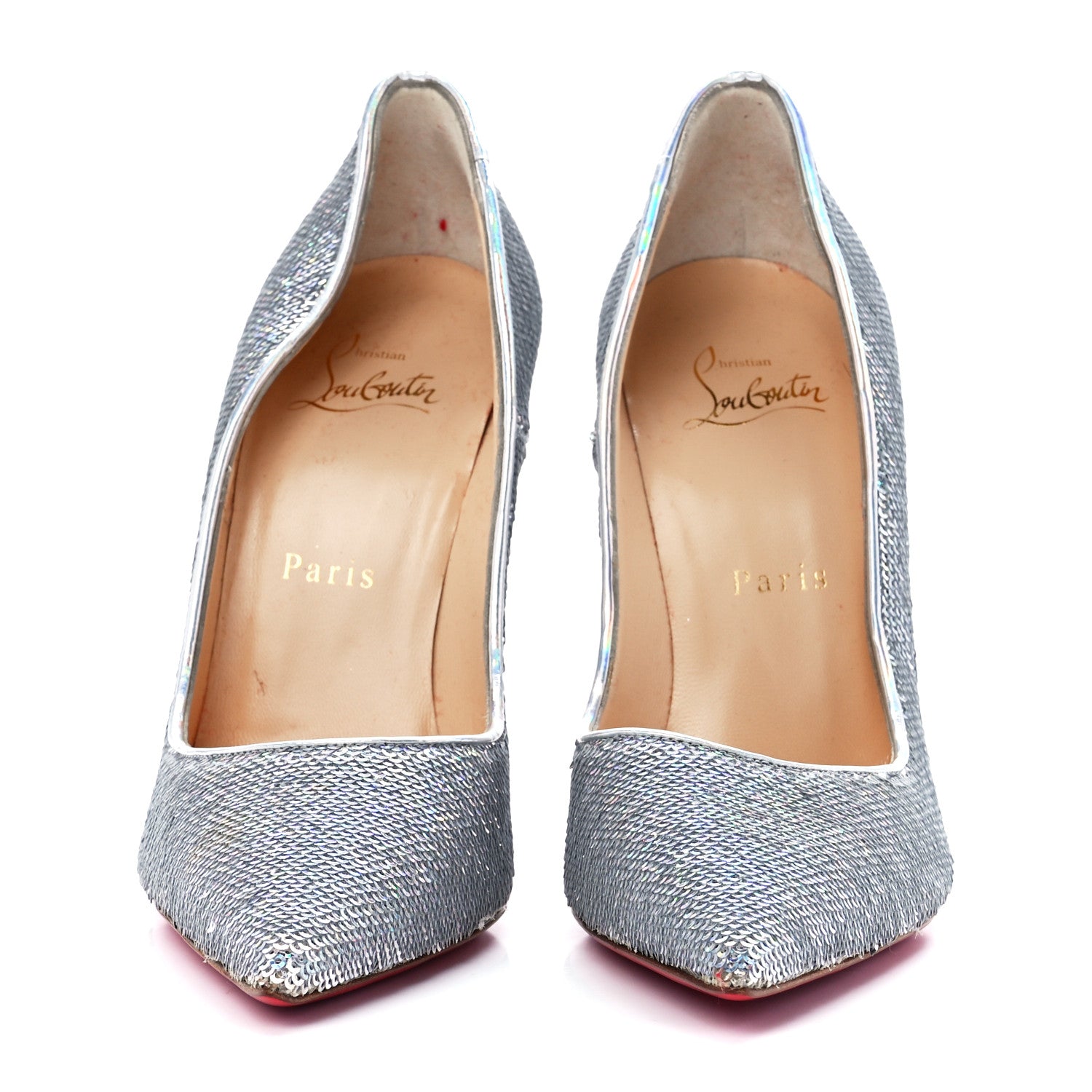 Christian Louboutin Sequin Pigalle Follies 100 Pumps 37 Silver 2 of 8