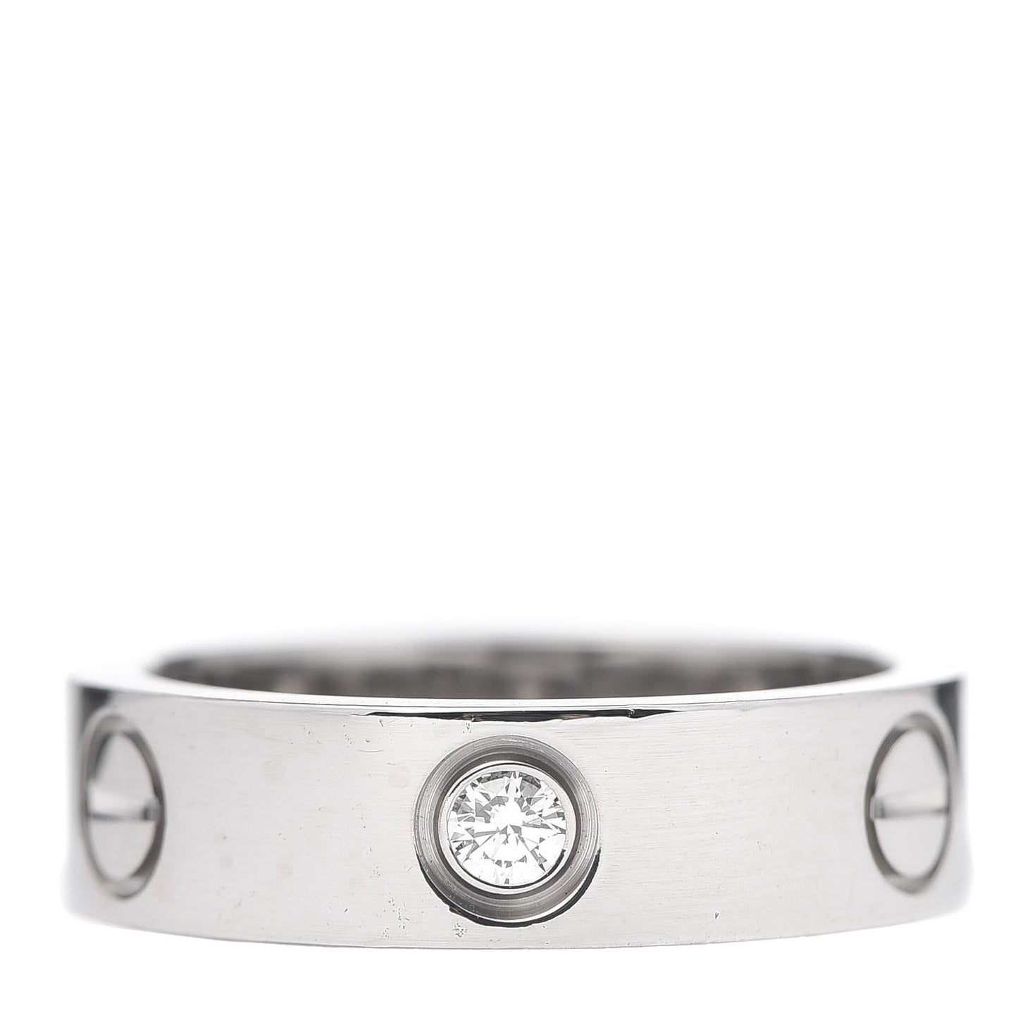 18K White Gold 3 Diamond 5.5mm LOVE Ring 54 7