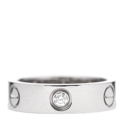 Cartier 18K White Gold 3 Diamond 5.5mm LOVE Ring 54 7 1 of 5