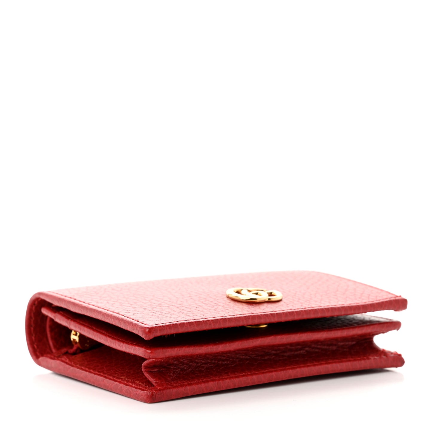 Pebbled Calfskin GG Marmont Card Case Hibiscus Red