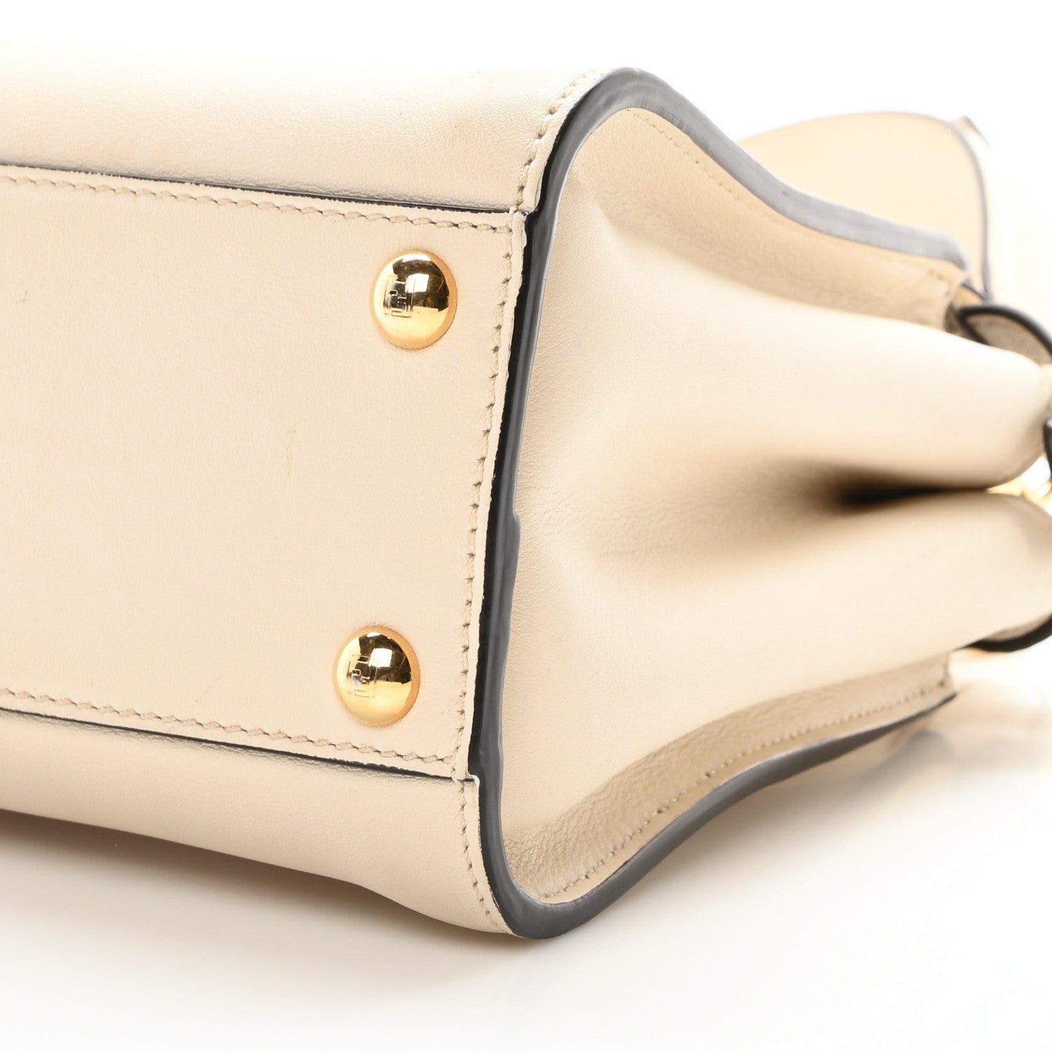 Fendi Vitello Seta Suede FF Mini Peekaboo Iconic Satchel Uovo Sigaro Marrone 9 of 10