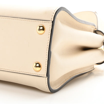 Fendi Vitello Seta Suede FF Mini Peekaboo Iconic Satchel Uovo Sigaro Marrone 9 of 10