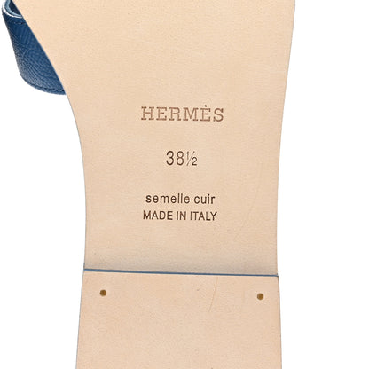 Hermes Epsom Oran Sandals 38.5 Bleu Bleuet 6 of 9