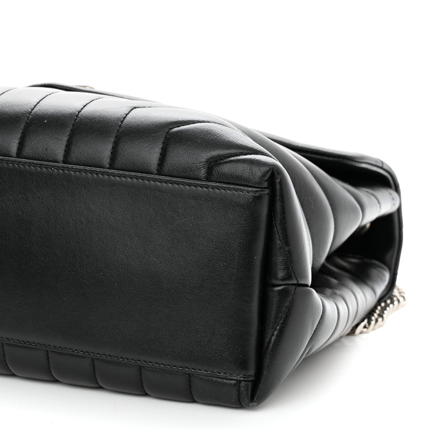 Calfskin Y Quilted Monogram Medium Loulou Chain Satchel Black