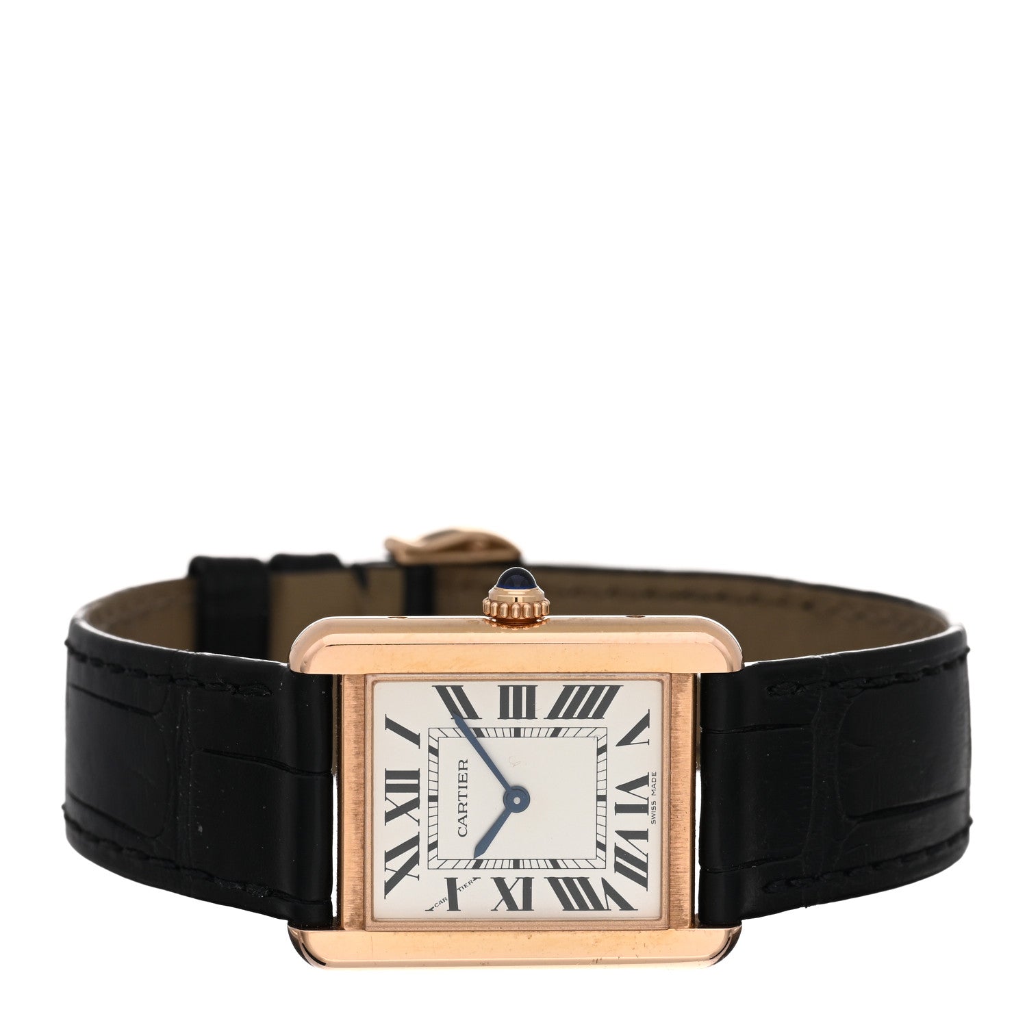 Cartier Stainless Steel 18K Pink Gold Alligator 24mm Tank Solo Quartz Watch 2 of 5