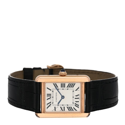 Cartier Stainless Steel 18K Pink Gold Alligator 24mm Tank Solo Quartz Watch 2 of 5