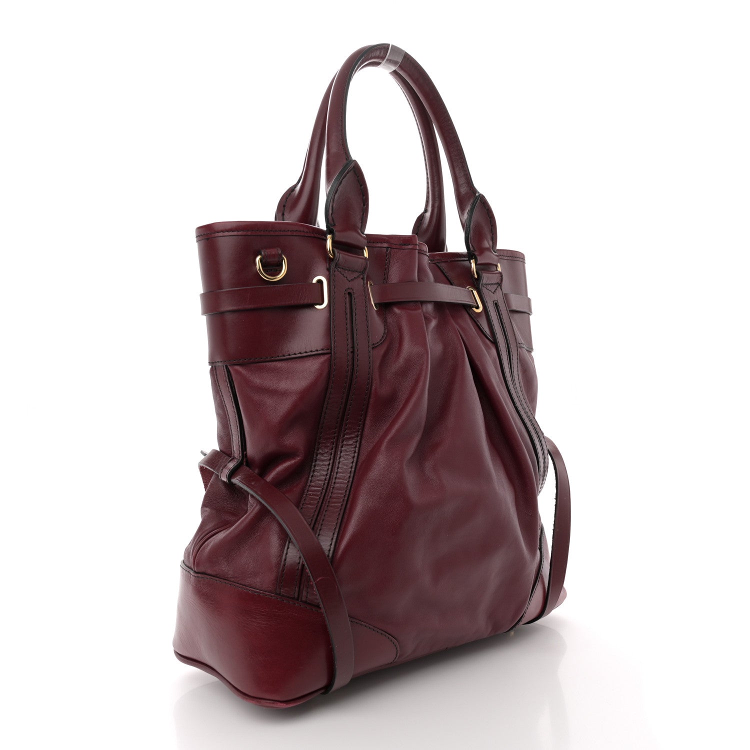 Burberry Lambskin Whipstitch Medium Tote Burgundy 3 of 15