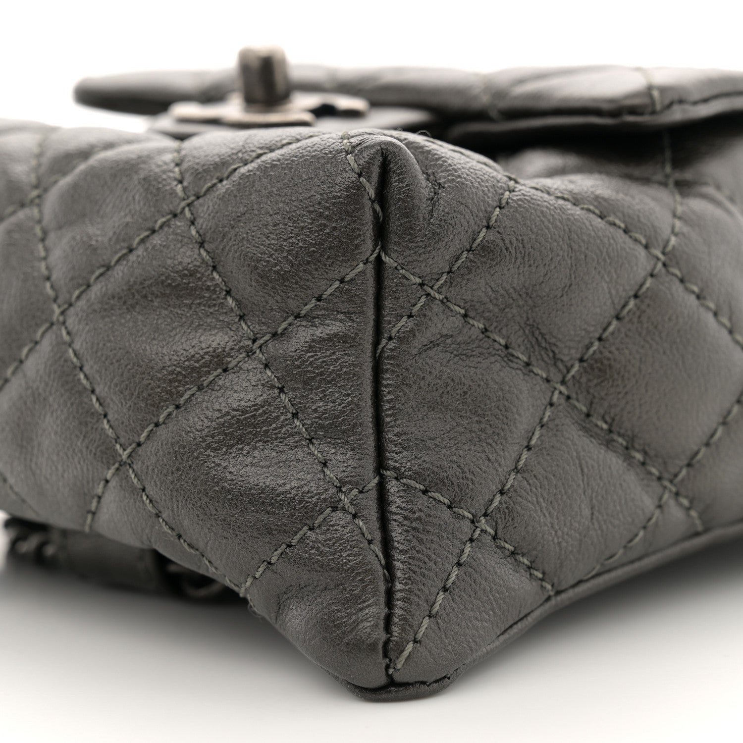 Chanel Metallic Lambskin Quilted Drawstring Backpack Dark Grey 10 of 10