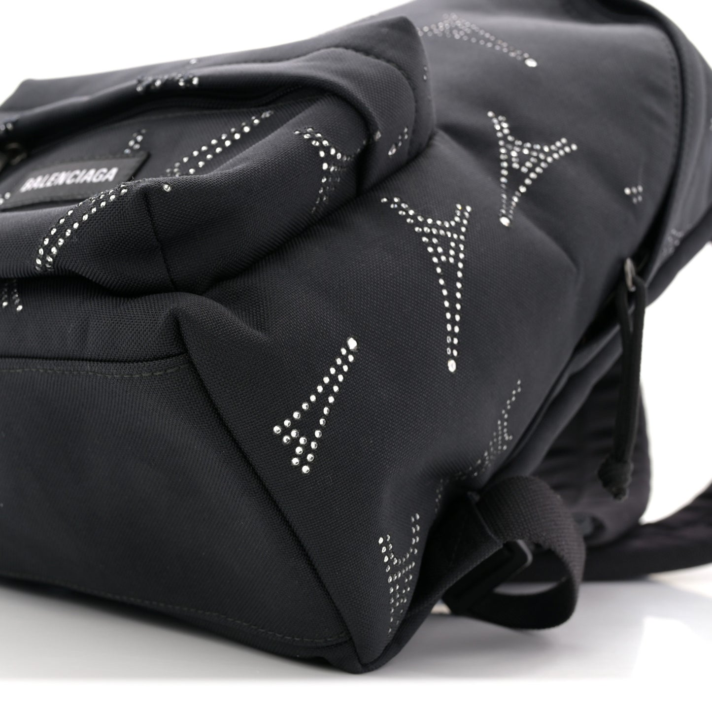 Canvas Crystal Embellished Eiffel Tower Explorer Backpack S Black