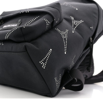 Balenciaga Canvas Crystal Embellished Eiffel Tower Explorer Backpack S Black 9 of 10