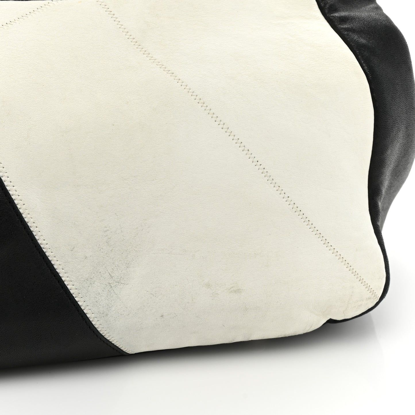 Lambskin Patchwork Accordion Flap Black White