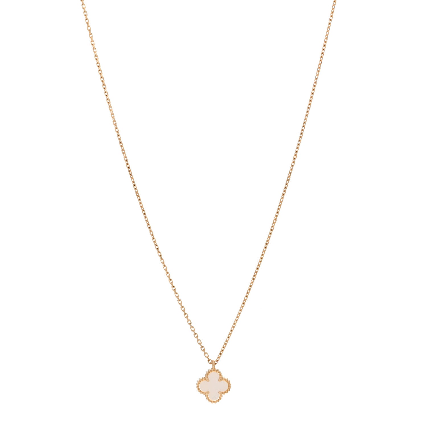Van Cleef & Arpels 18K Yellow Gold Mother of Pearl Sweet Alhambra Pendant Necklace 1 of 6