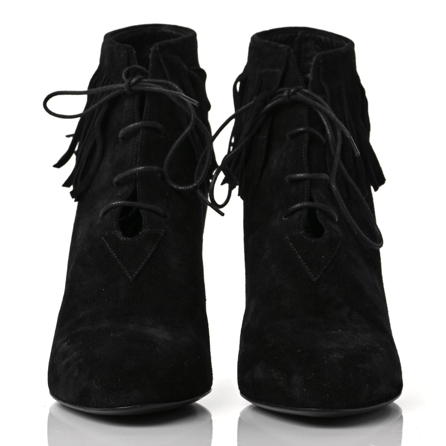 Suede Fringe Babies Ankle Boots 41 Black