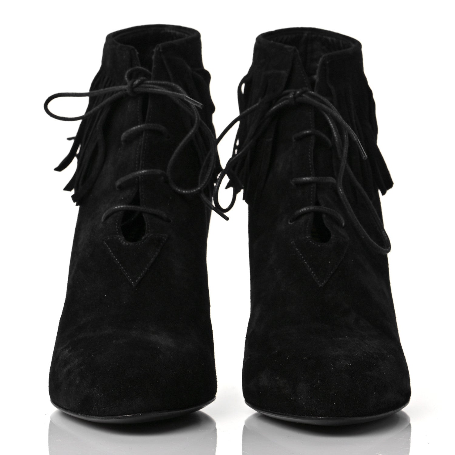 Saint Laurent Suede Fringe Babies Ankle Boots 41 Black 2 of 9