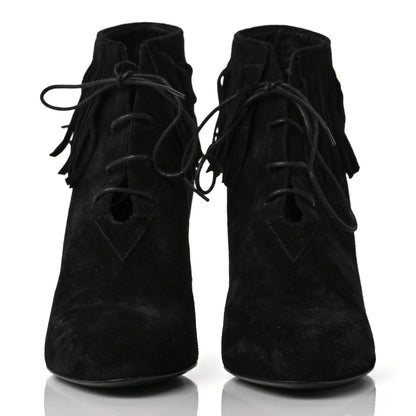 Saint Laurent Suede Fringe Babies Ankle Boots 41 Black 2 of 9