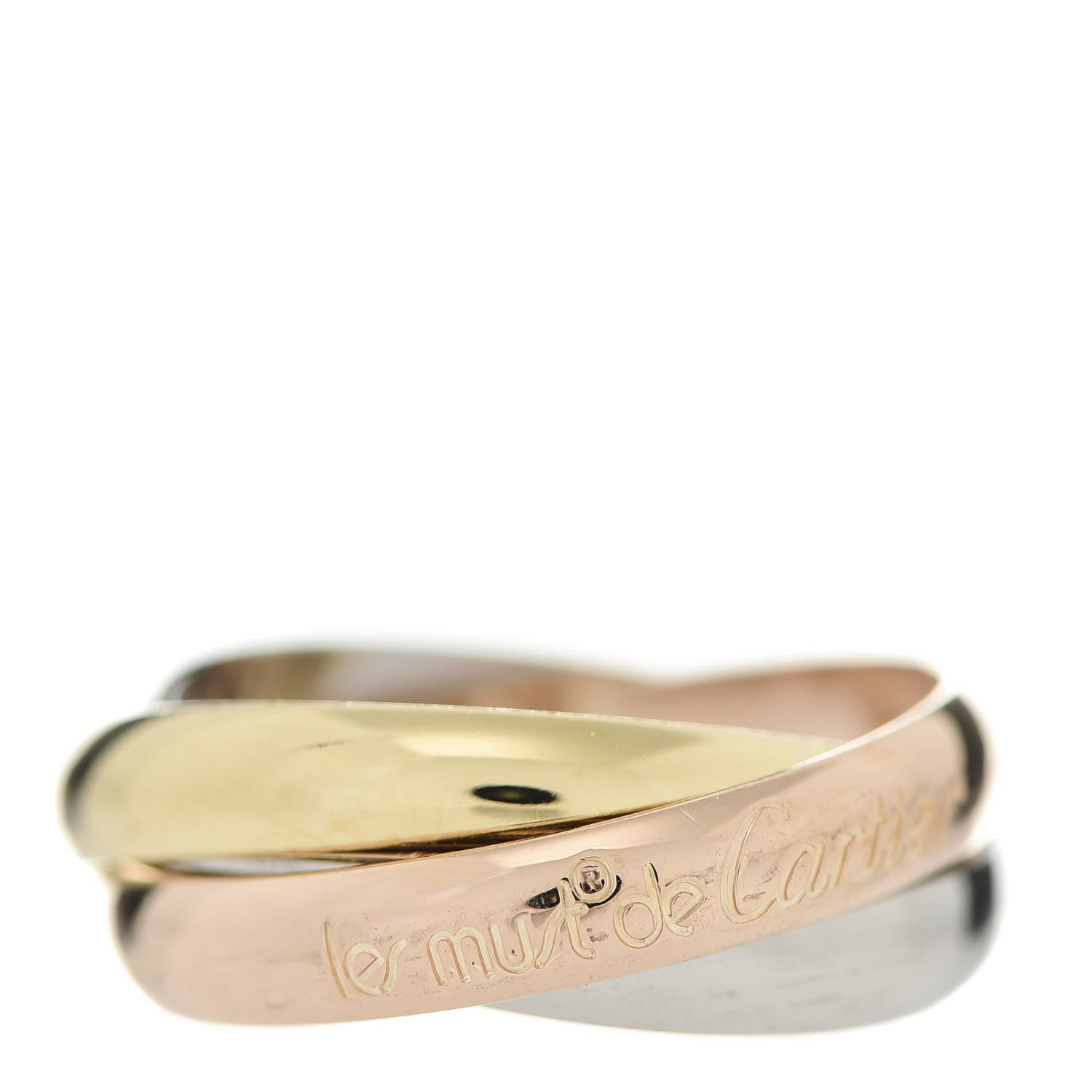 Cartier 18K Pink Yellow White Gold Classic Les Must De Trinity Ring 54 6.75 1 of 5