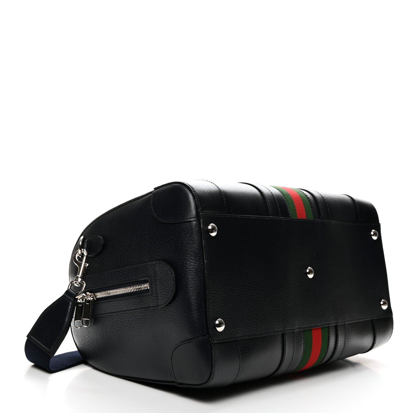 Textured Dollar Calfskin Web Medium Savoy Duffle Bag Blue