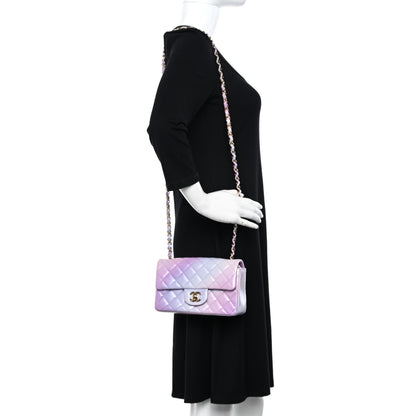 Chanel Lambskin Quilted Tie Dye Ombre Mini Rectangular Flap Purple Blue Pink 2 of 11