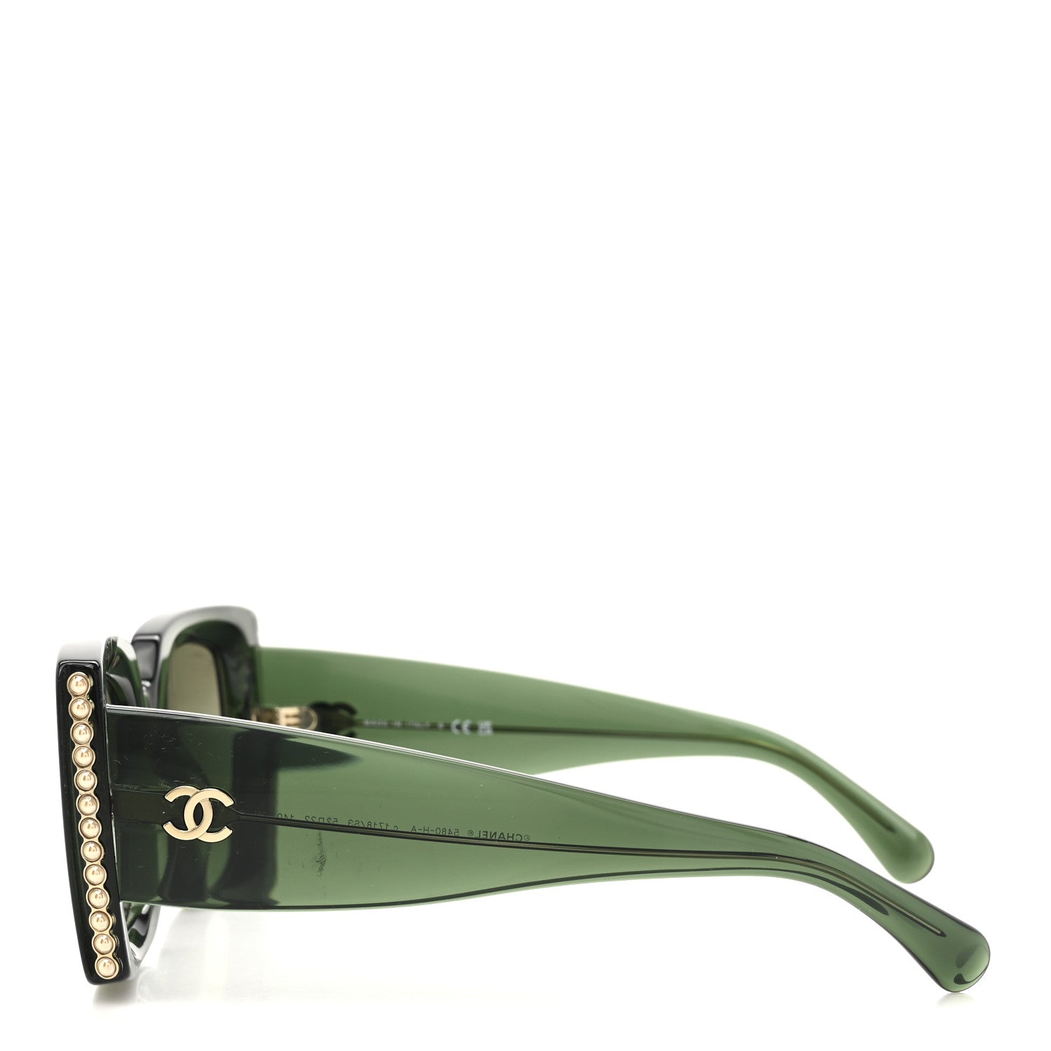 Chanel Acetate Pearl Rectangle Sunglasses 5480-H-A Dark Green 3 of 8
