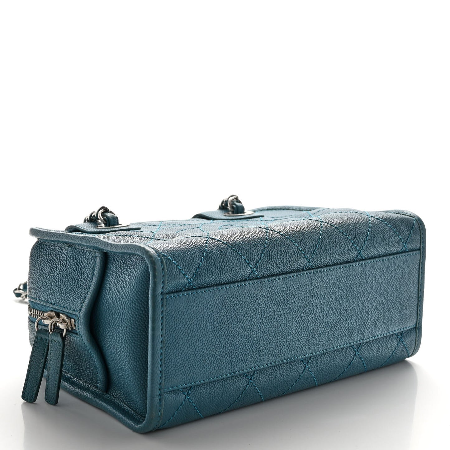 Caviar Quilted Small Deauville Bowling Bag Blue