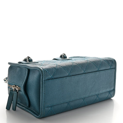 Chanel Caviar Quilted Small Deauville Bowling Bag Blue 4 of 10