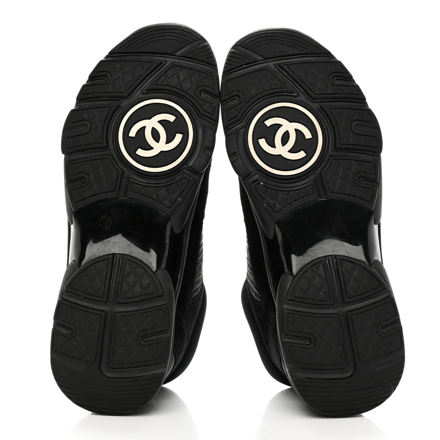 Fabric Calfskin Suede CC Sneakers 38 Black