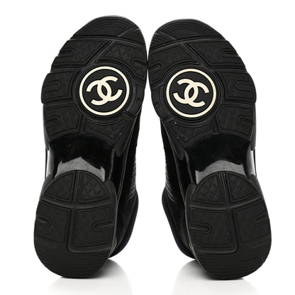 Chanel Fabric Calfskin Suede CC Sneakers 38 Black 5 of 9
