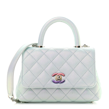 Chanel Iridescent Caviar Quilted Extra Mini Coco Handle Flap Light Blue 1 of 8