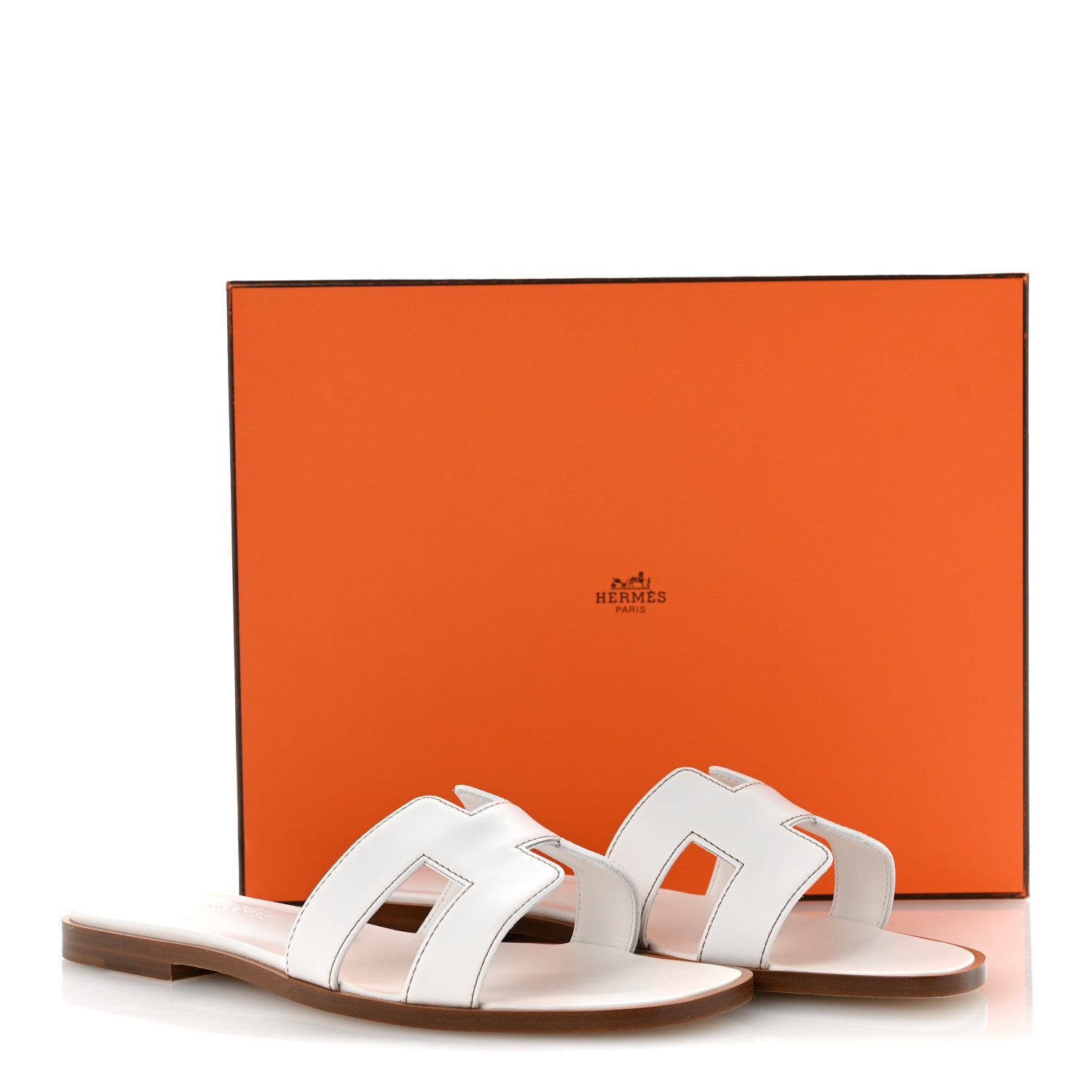 Hermes Box Calfskin Oran Sandals 36 White 10 of 10