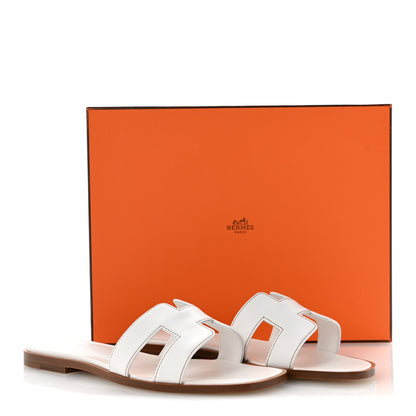Hermes Box Calfskin Oran Sandals 36 White 10 of 10