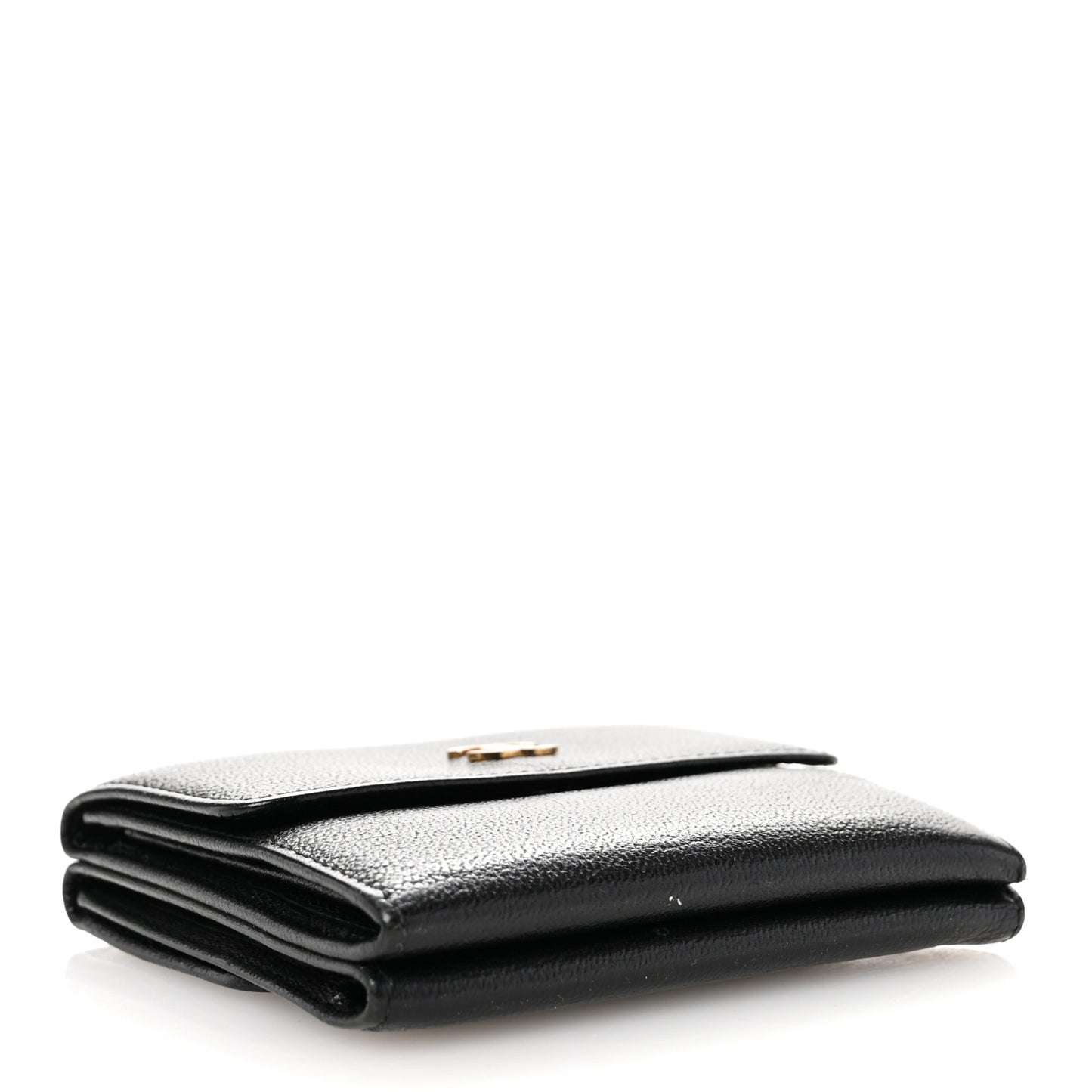 Goatskin Compact CC Flap Wallet Black
