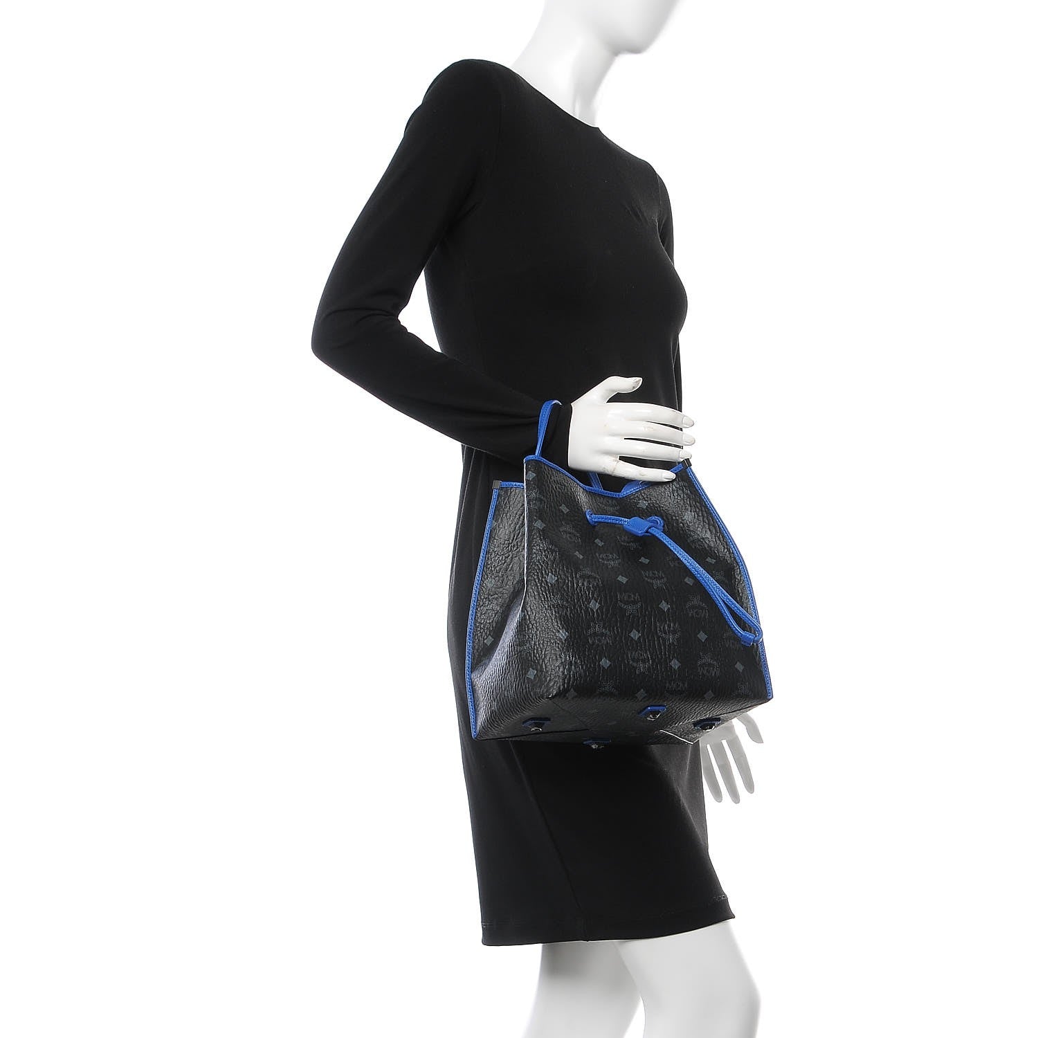 MCM Visetos Kira Drawstring Bag Black Blue 2 of 14