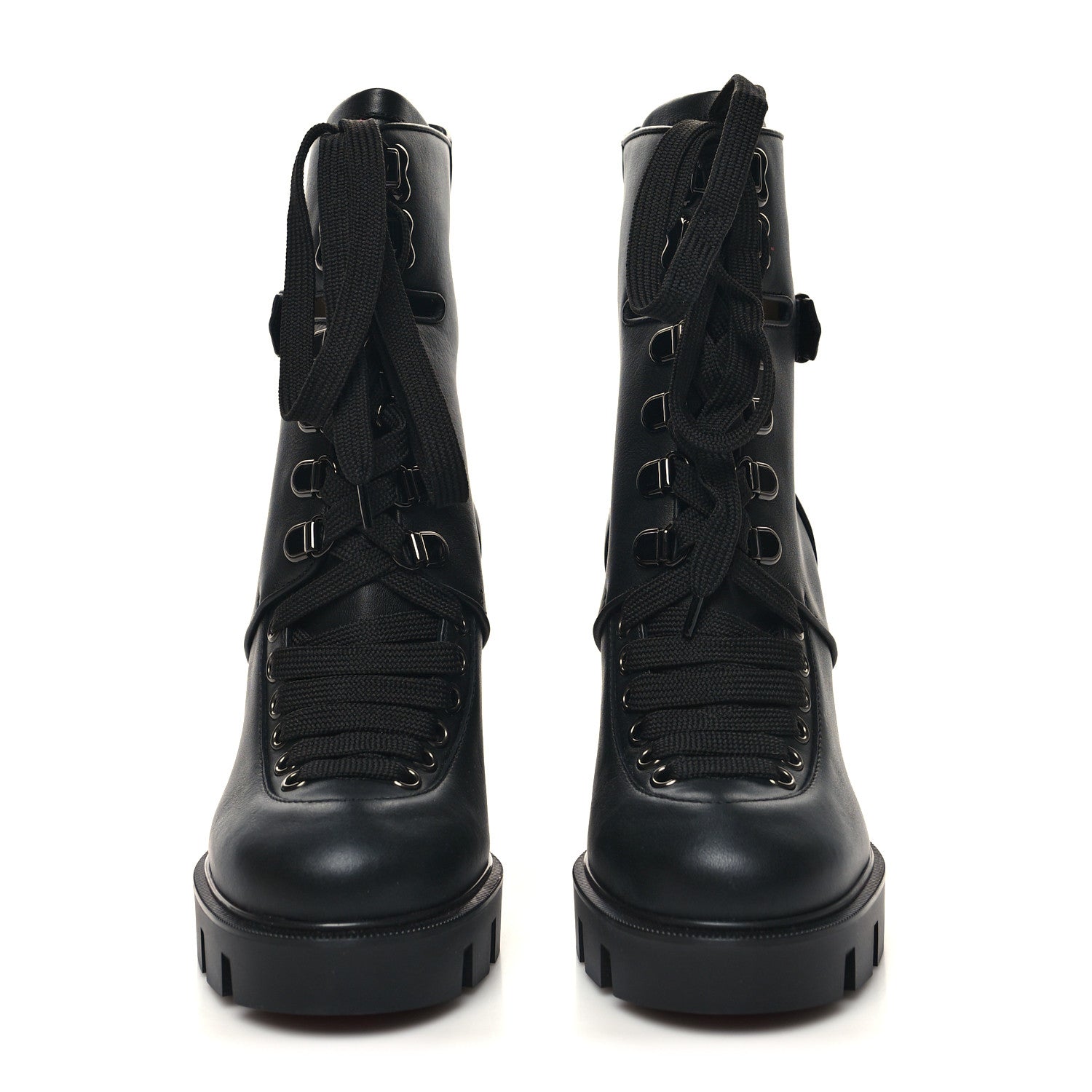 Christian Louboutin Calfskin Macademia 100 Biker Platform Boots 35 Black 2 of 7