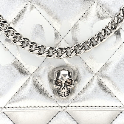 Alexander McQueen Metallic Calfskin Quilted Graffiti Skull Small Chain Crossbody Bag Silver 7 of 9