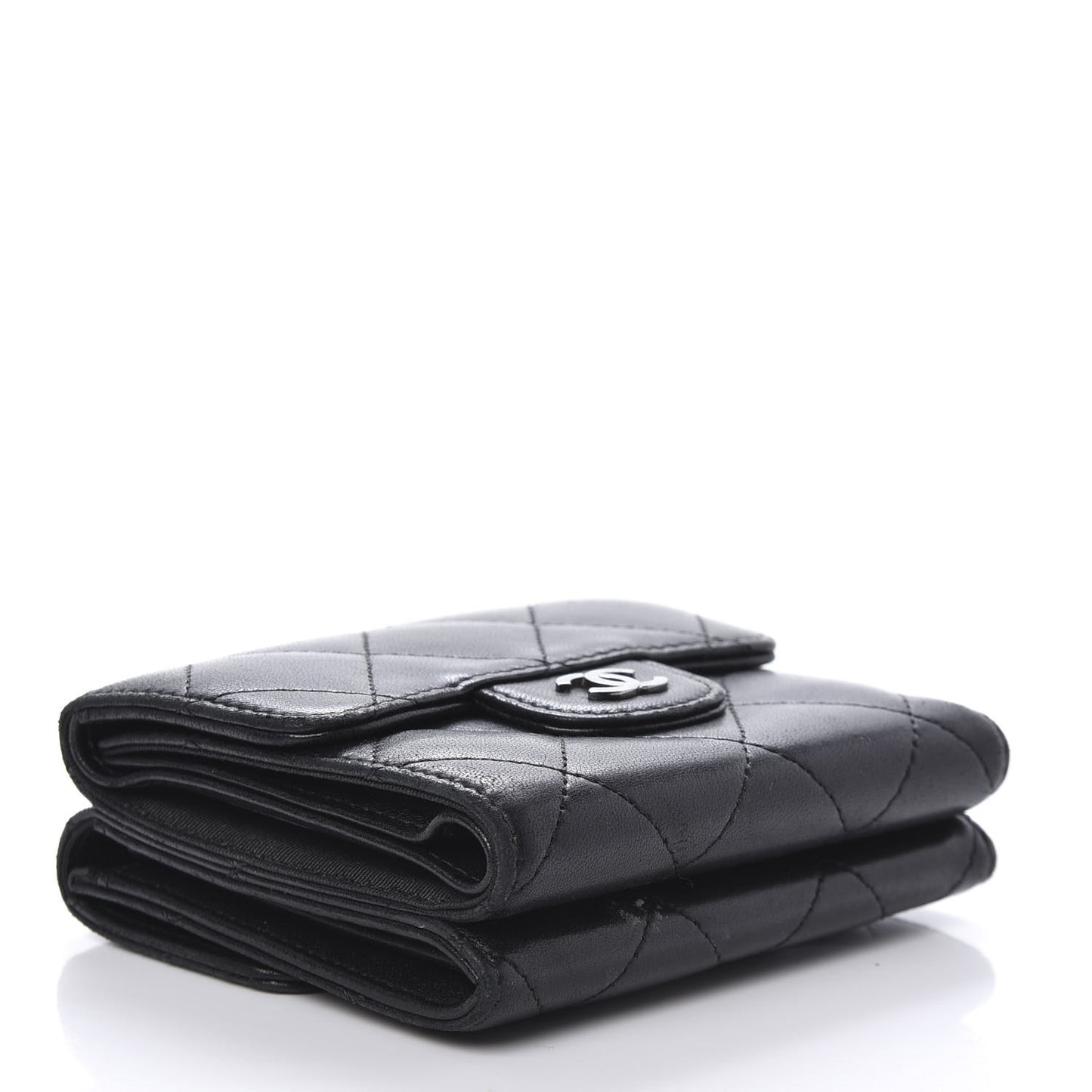 Lambskin Quilted Double Sided Wallet Black