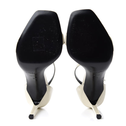 Saint Laurent Patent Calfskin Amber 85 Ankle Strap Sandals 38 Neutro 6 of 11