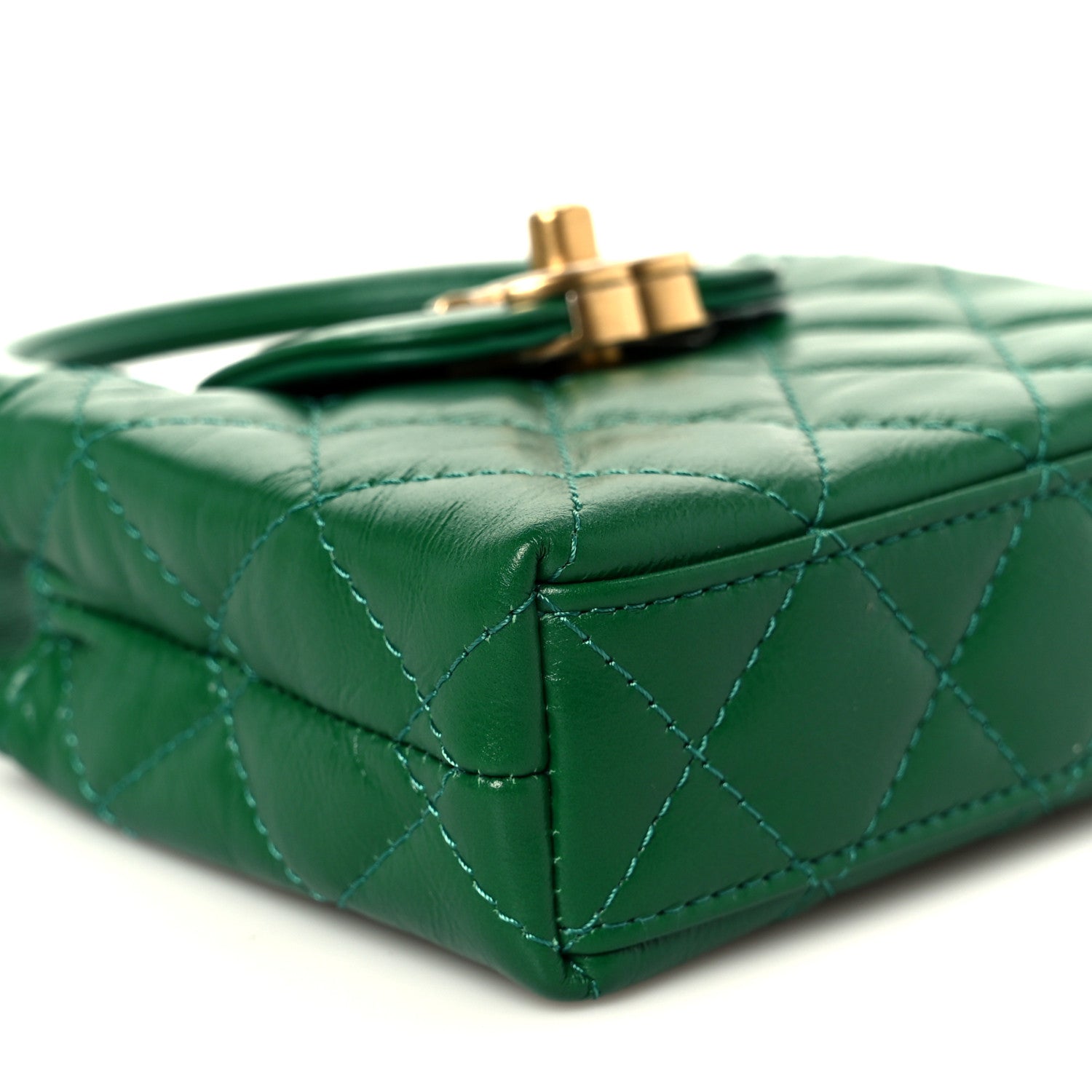 Chanel Shiny Aged Calfskin Quilted Mini Nano Kelly Shopper Green 9 of 11