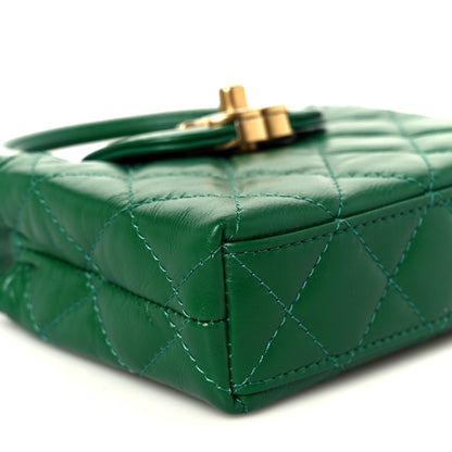 Chanel Shiny Aged Calfskin Quilted Mini Nano Kelly Shopper Green 9 of 11