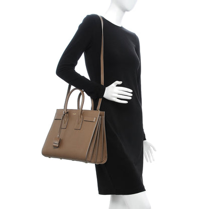 Saint Laurent Grained Calfskin Small Sac De Jour Taupe 2 of 10